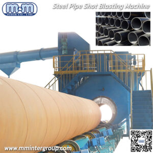 Steel Pipe Out Wall Shot Blasting Machine ใช้ในการเตรียมพื้นผิวของท่อเหล็ก ได้รับการออกแบบมาเพื่อขจัดสนิม ตะกรัน และสิ่งปนเปื้อนบนพื้นผิวอื่นๆ